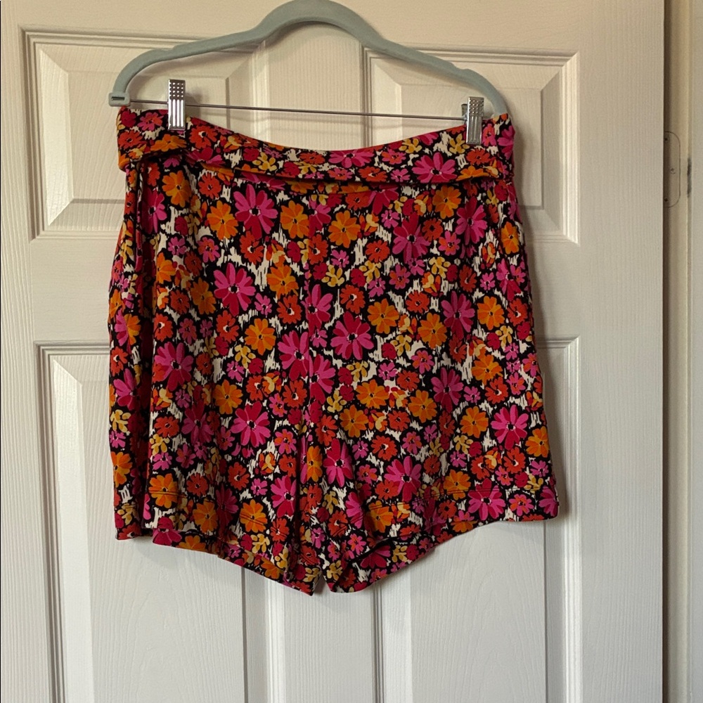 CAbi 6365 Floral Shorts — Pink, Orange & Black